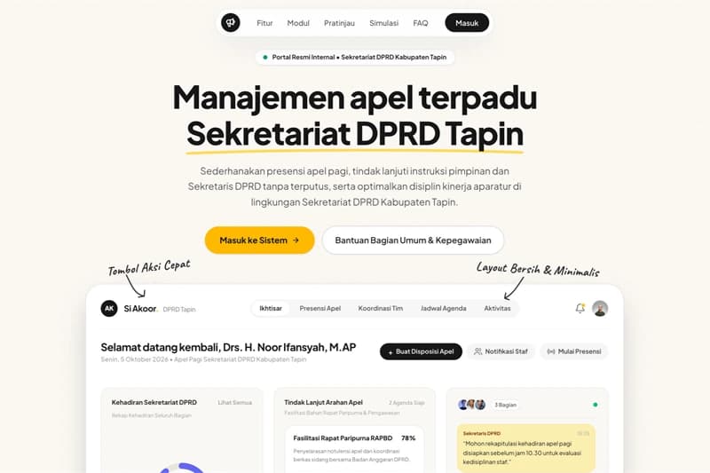 Sistem Informasi Apel dan Koordinasi Si Akoor Sekretariat DPRD Tapin